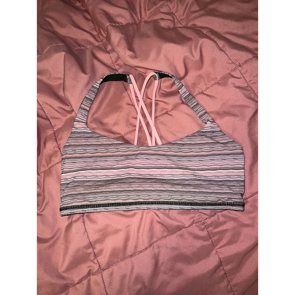 ✨ Lululemon Womens Heather Pink Pattern Energy Sports Bra Size 8 Stretch Gym‎